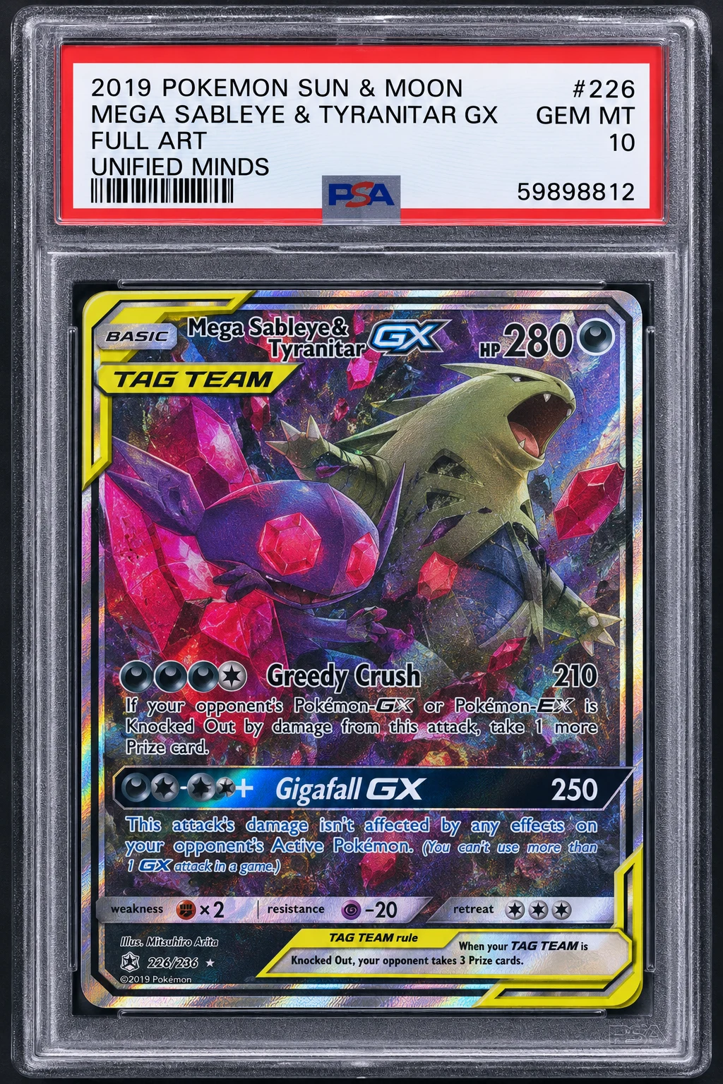 Mega Sableye & Tyranitar GX Full Art - 226 — PSA 10